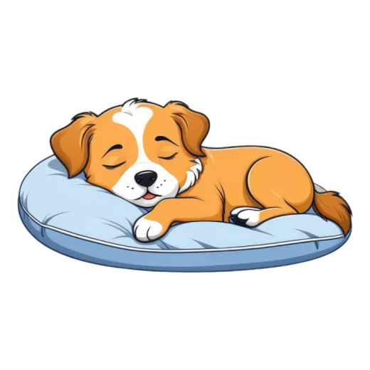 a cartoon dog sleeping on a pillow