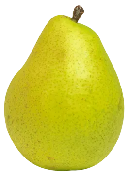 a green pear on a white background