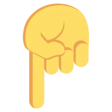 a hand pointing up to the right
