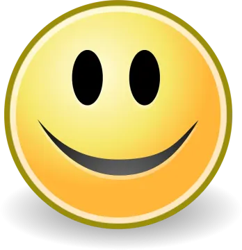 a yellow smiley face with black eyes