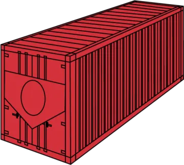 a red shipping container