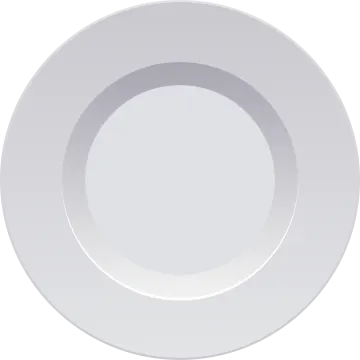 a white plate with a silver rim