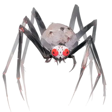 a drawing of a spider with red eyes