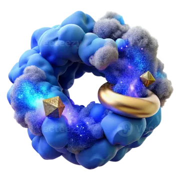 a blue and gold wreath with stars on it