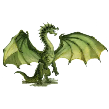 a drawing of a green dragon