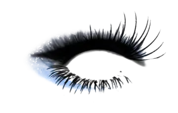 a close up of an eye with long eyelashes