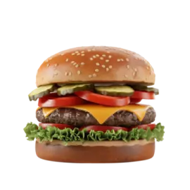 a hamburger on a white background