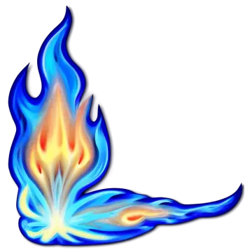 a blue flame on a white background