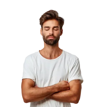 a young man with his arms crossed