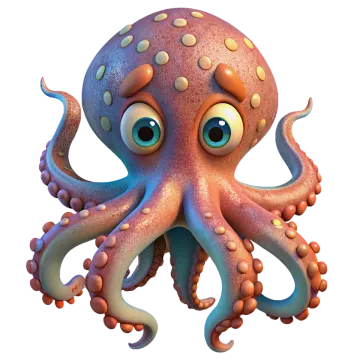 an octopus with big eyes is standing in the water