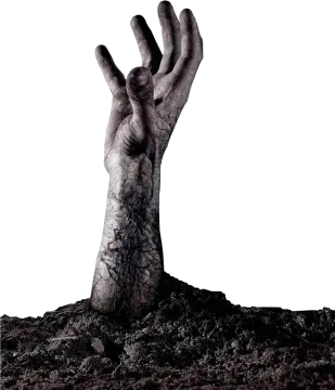 a hand reaching out from the ground