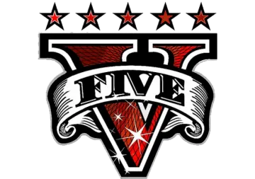 a black and red logo with stars on it