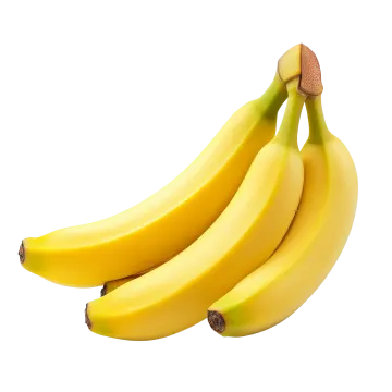 three bananas on a white background