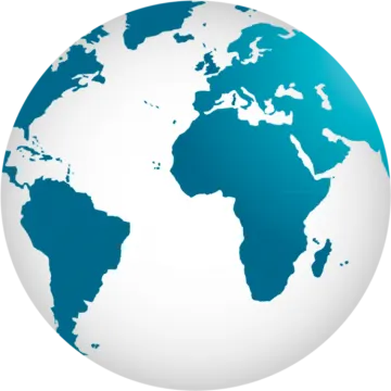 a blue and white globe on a white background