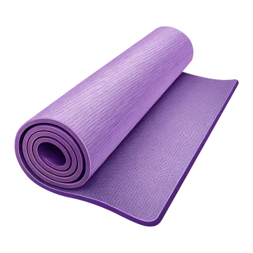 a purple yoga mat on a white background