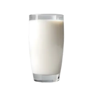a glass of milk on a white background