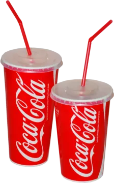 two red plastic cups with straws on them