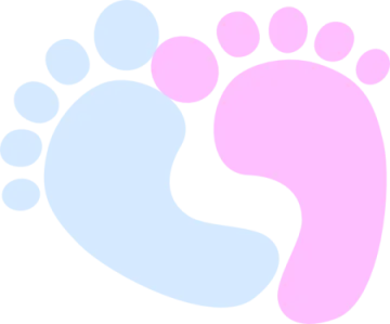 a pair of footprints with pink and blue