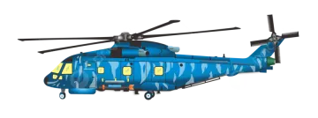a blue helicopter on a white background