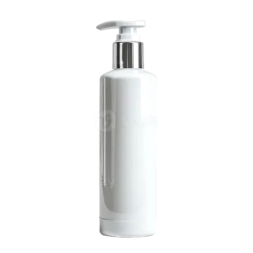 a white plastic bottle with a silver cap