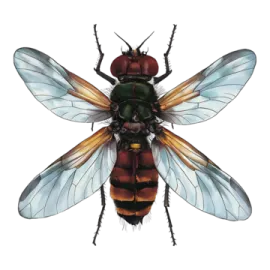 a close up of a bee on a white background