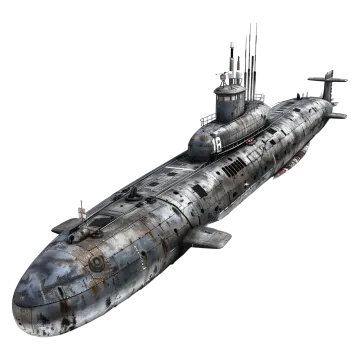 an old submarine with a white background