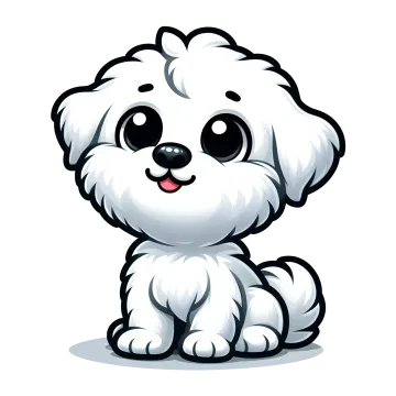 a small white dog with big eyes