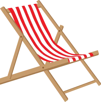 a deck chair with red and white stripes