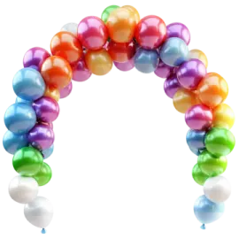 a bunch of colorful balloons on a white background