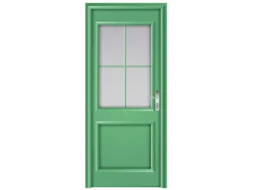 a green door on a white background