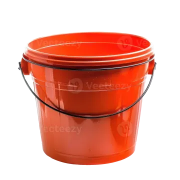 a red bucket on a white background