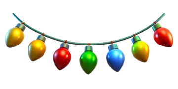 a string of christmas lights on a white background
