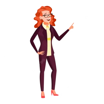 a woman in a business suit pointing at something