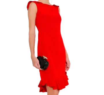 a woman in a red dress