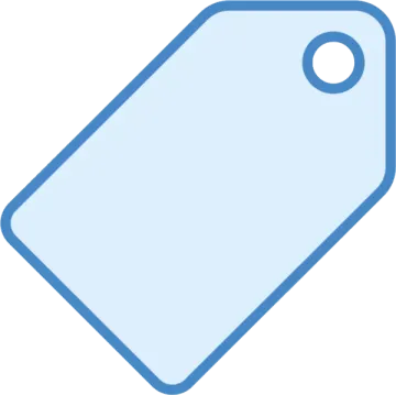 a blue tag on a white background