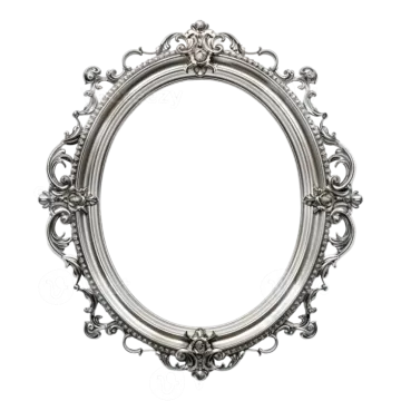 an ornate silver frame on a white background