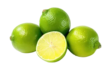 three limes on a white background