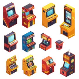 a bunch of different types of arcade machines