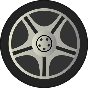 a black and white image of a wheel