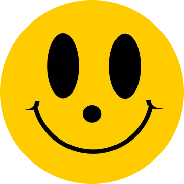a yellow smiley face with black eyes
