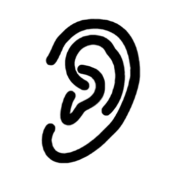 a black and white image of a pair of ears