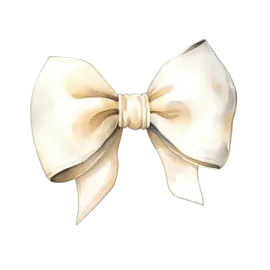 a watercolor drawing of a white bow