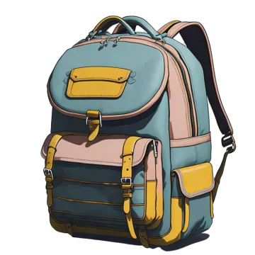 a blue and yellow backpack with two straps