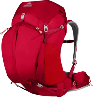 a red backpack on a white background