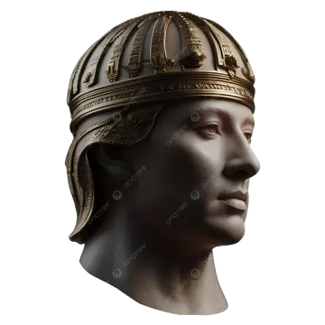 an ancient roman helmet on a white background
