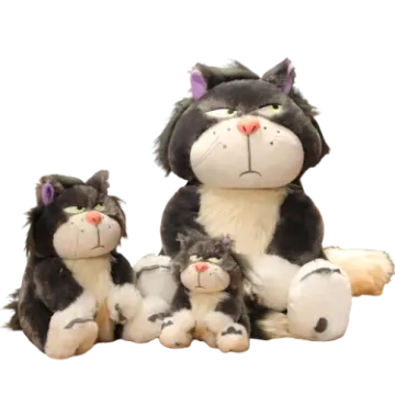 two stuffed cats sitting next to each other stuffed animals