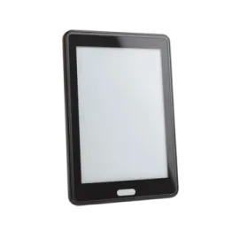 a black tablet with a white screen