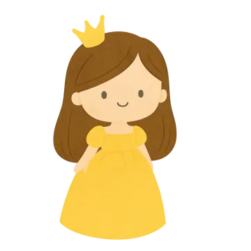 a little girl in a yellow dress with a crown on her head