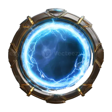 a blue circle with lightning in the center