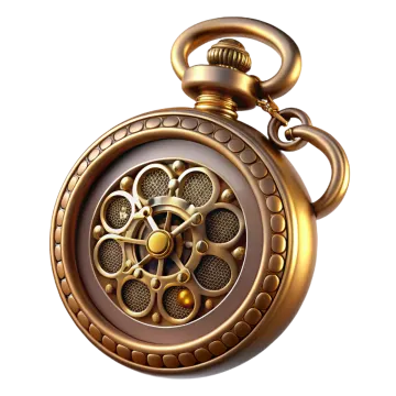 a golden pocket watch on a white background